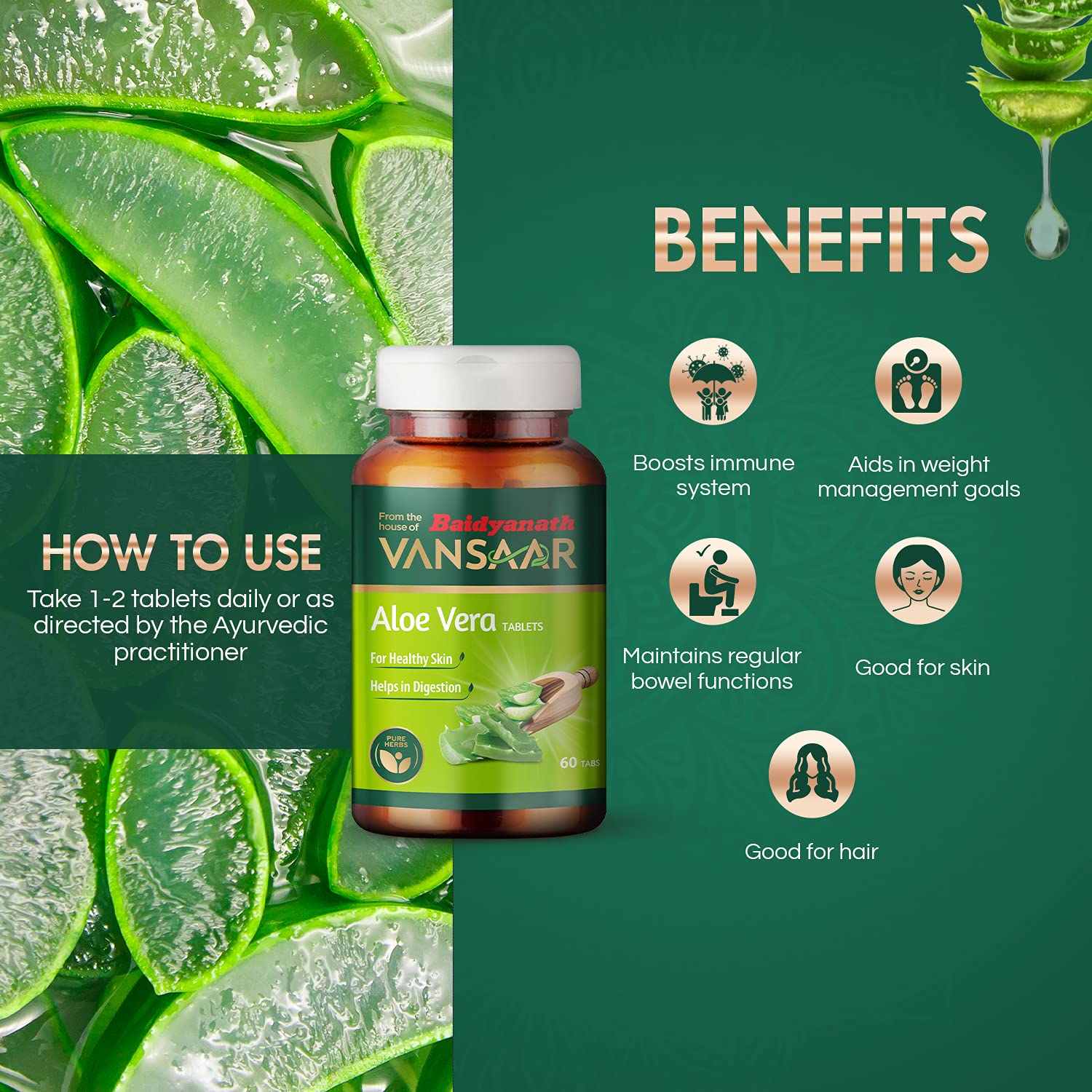 Baidyanath Vansaar Aloe Vera Tablet - 60 Tablets image 3