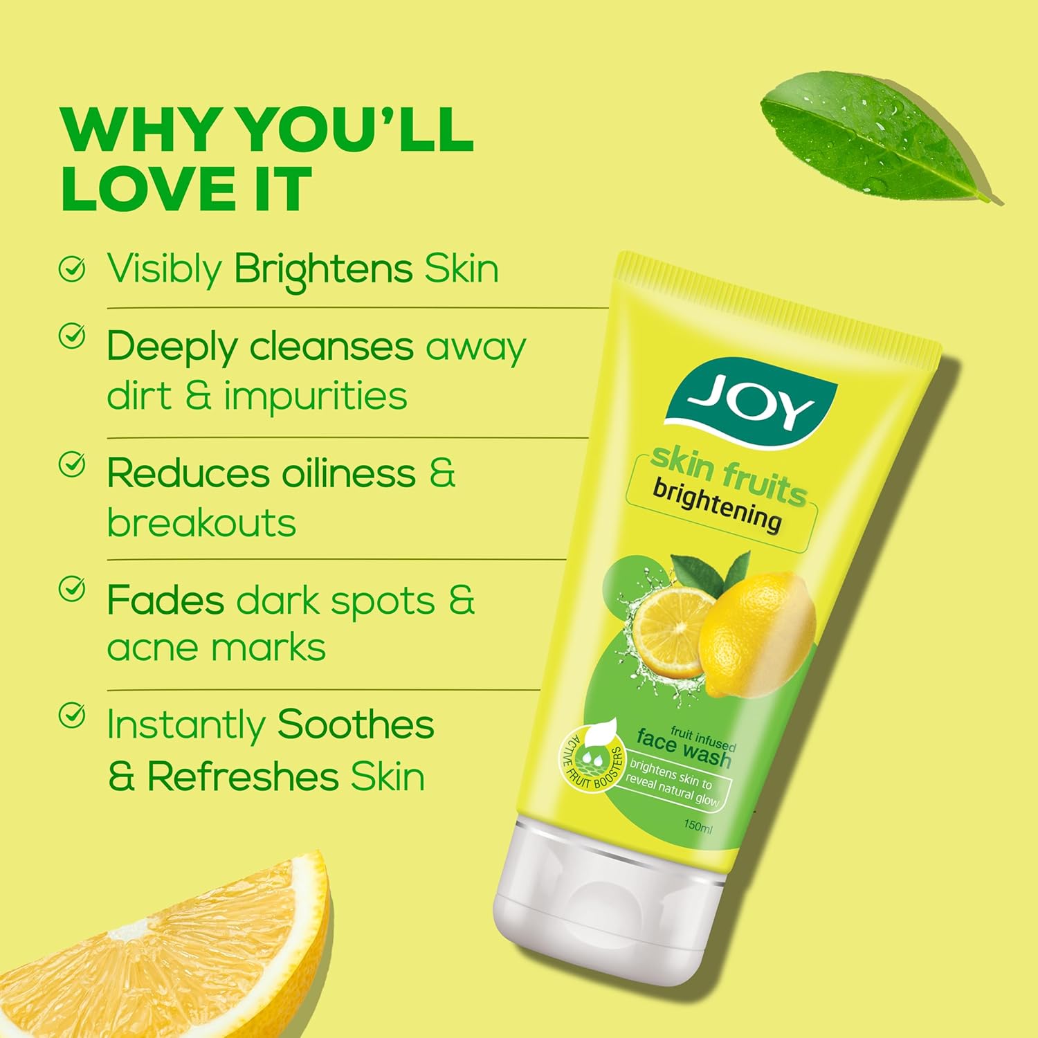 Joy  Lemon Face Wash pack of 2 (2X100ml) Vitamin C For Naturally Glowing Skin image 5