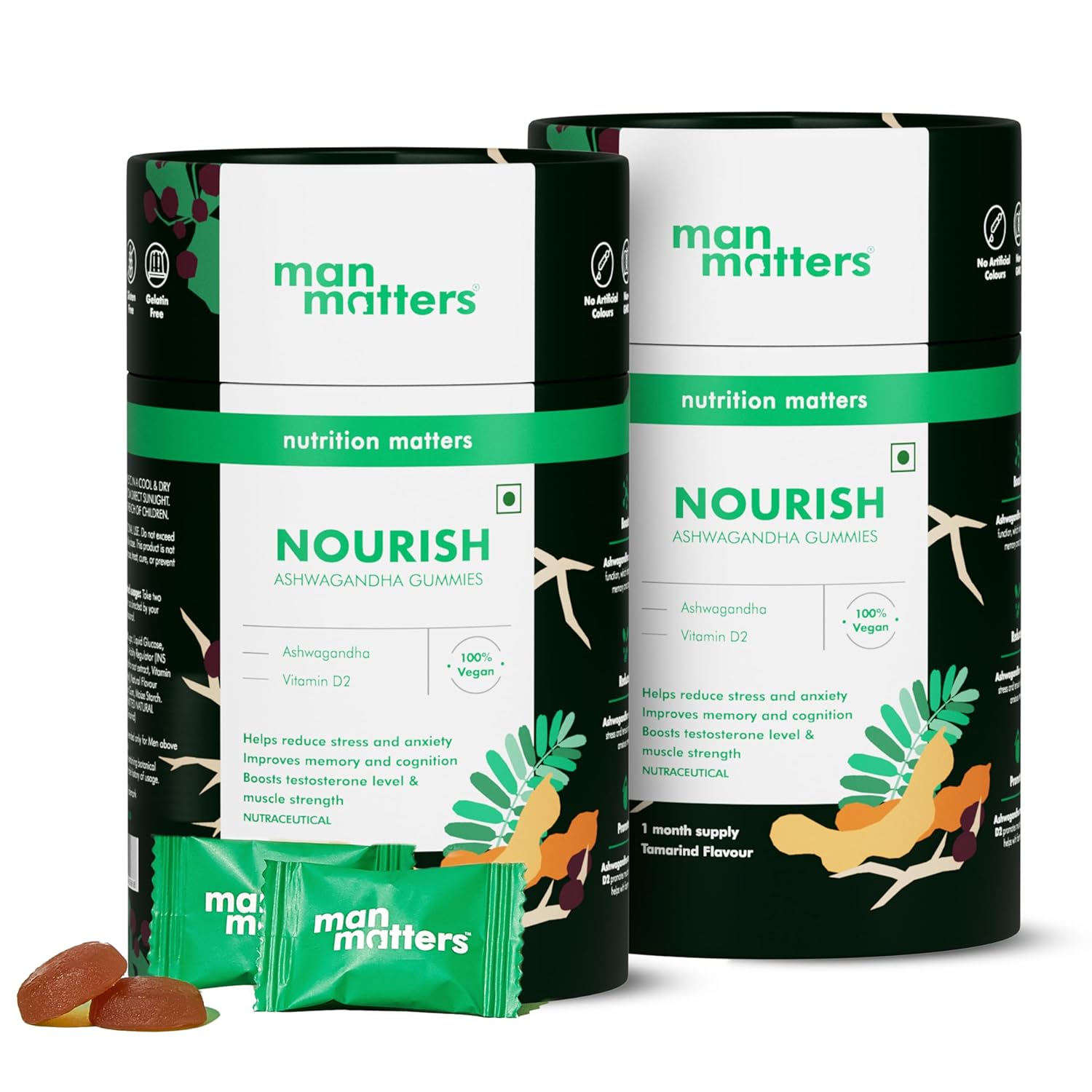 Man Matters Ashwagandha Gummies (Pack of 2) | 300mg -120.00 Gummies image 1