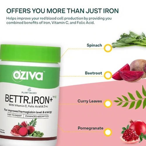 OZiva Plant Based Bettr. Iron+ Capsules - 60 image 3
