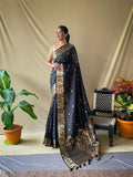 Women's Soft Kanjivaram Banarsi Silk Saree With Blouse image 5