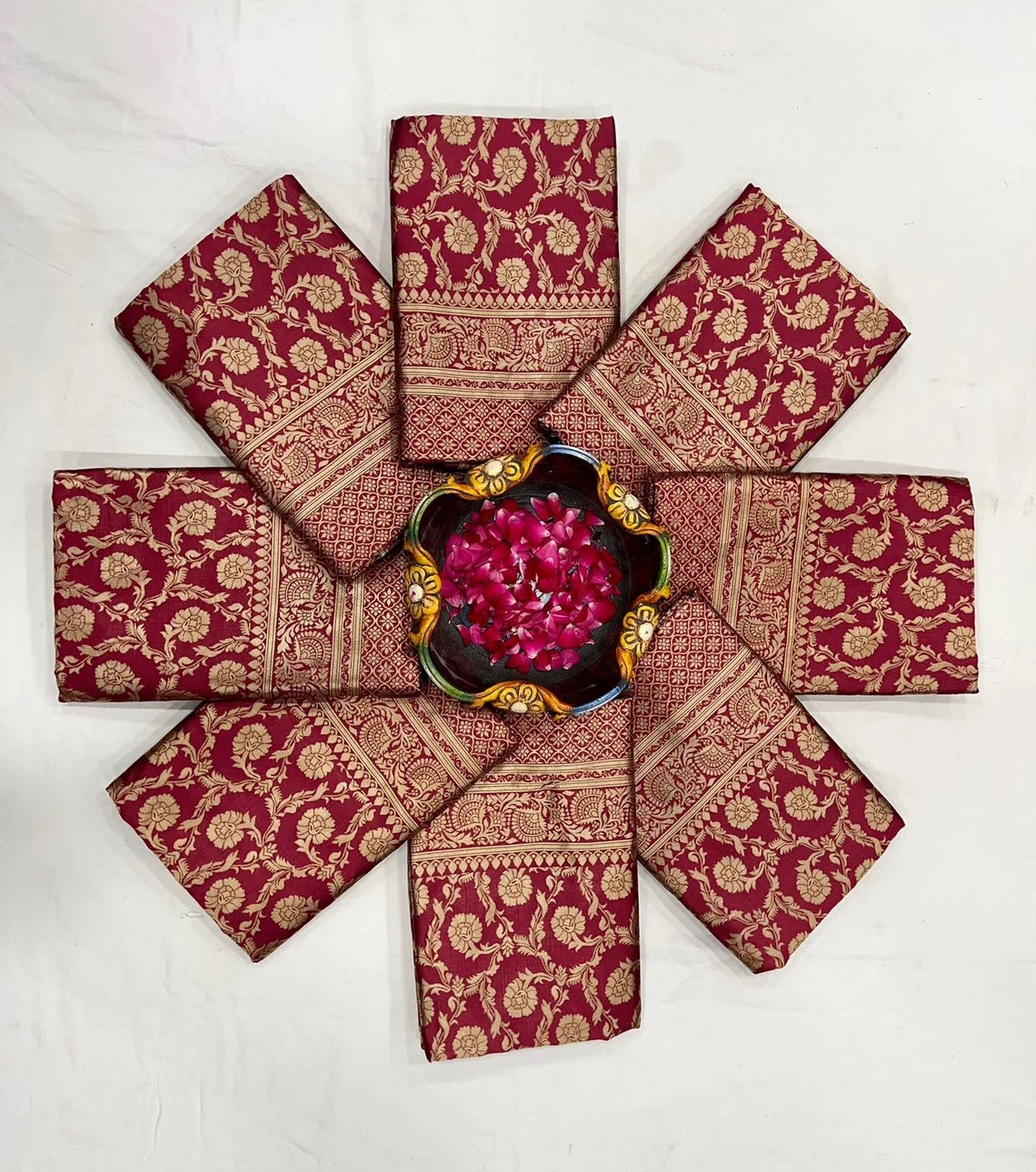 Maroon Soft Lichi Silk & Jacquard Work Saree With Blouse image 8