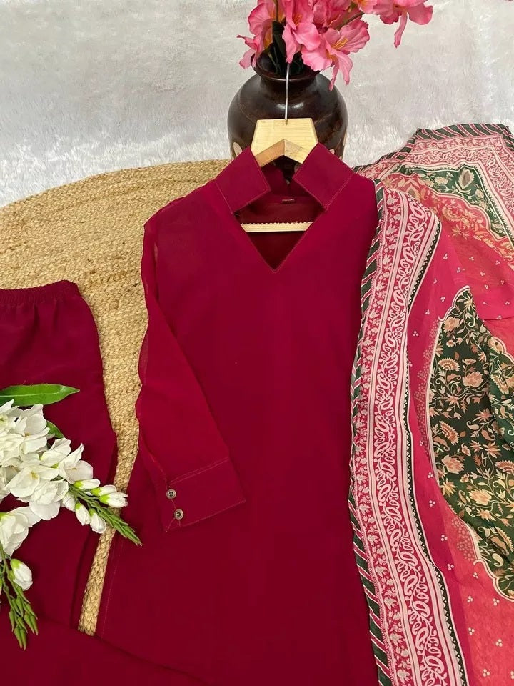 Faux Georgette Kurti Bottom & Dupatta image 8
