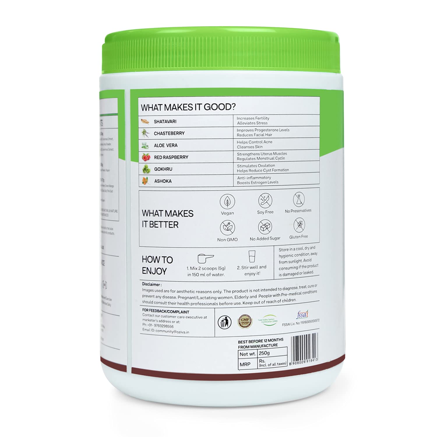 OZiva Plant Based Herbalance For Pcos - 250 gm - Pack of 1 image 6