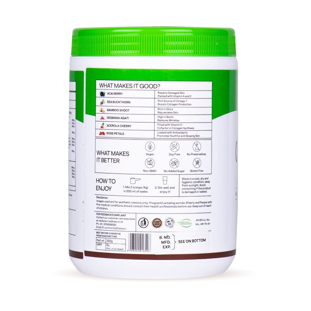 OZiva Plant Based Collagen Builder - 250 gm - Berry Orange image 8