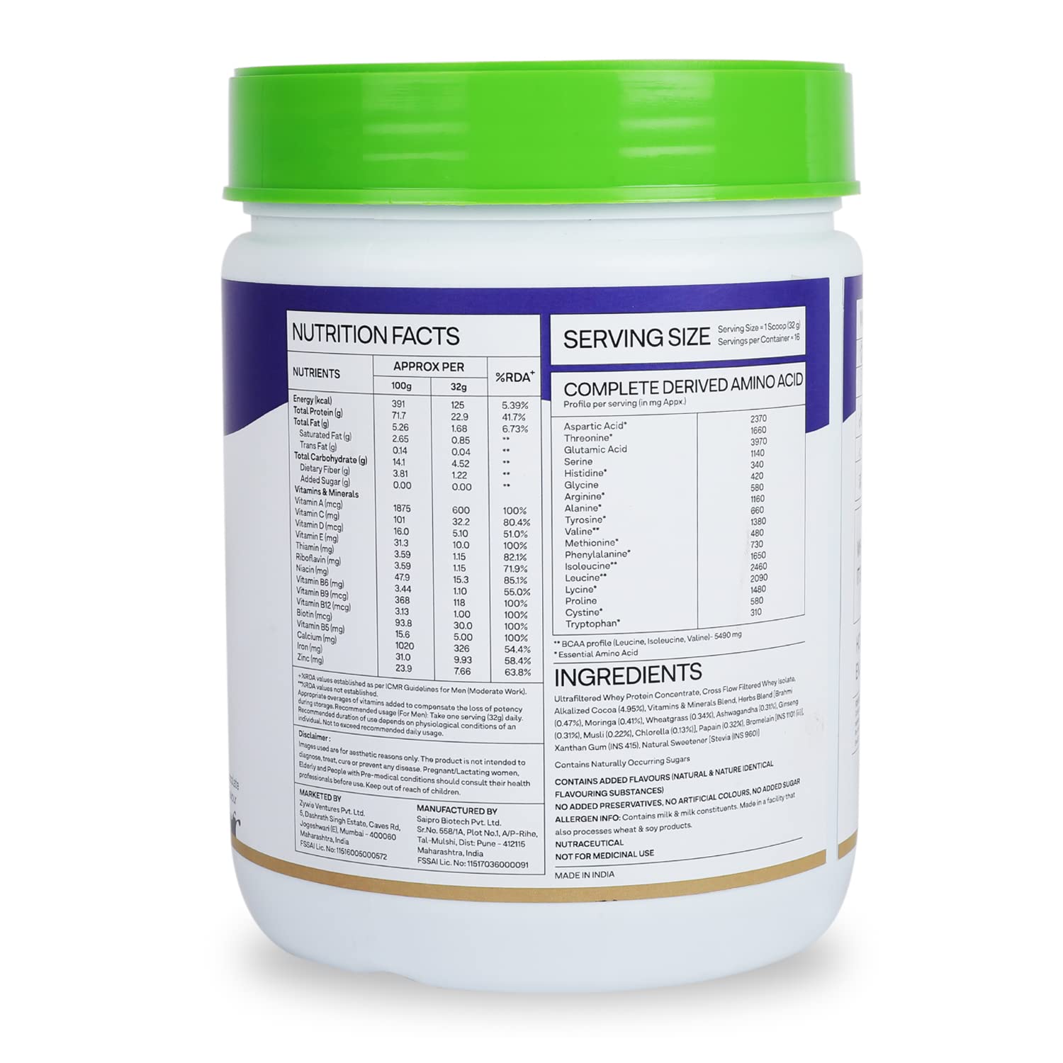 OZiva Protein & Herbs for Men - Chocolate - 500 gm (16 Servings) image 8