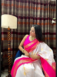 Soft Lichi Silk With Jacquard Weaving Work Saree With Blouse image 8