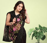 Soft Net Chikankari Embroidery Design Saree With Blouse image 8