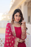Rani Faux Blooming Sequence Embroidery Work Gown Dress With Dupatta image 4