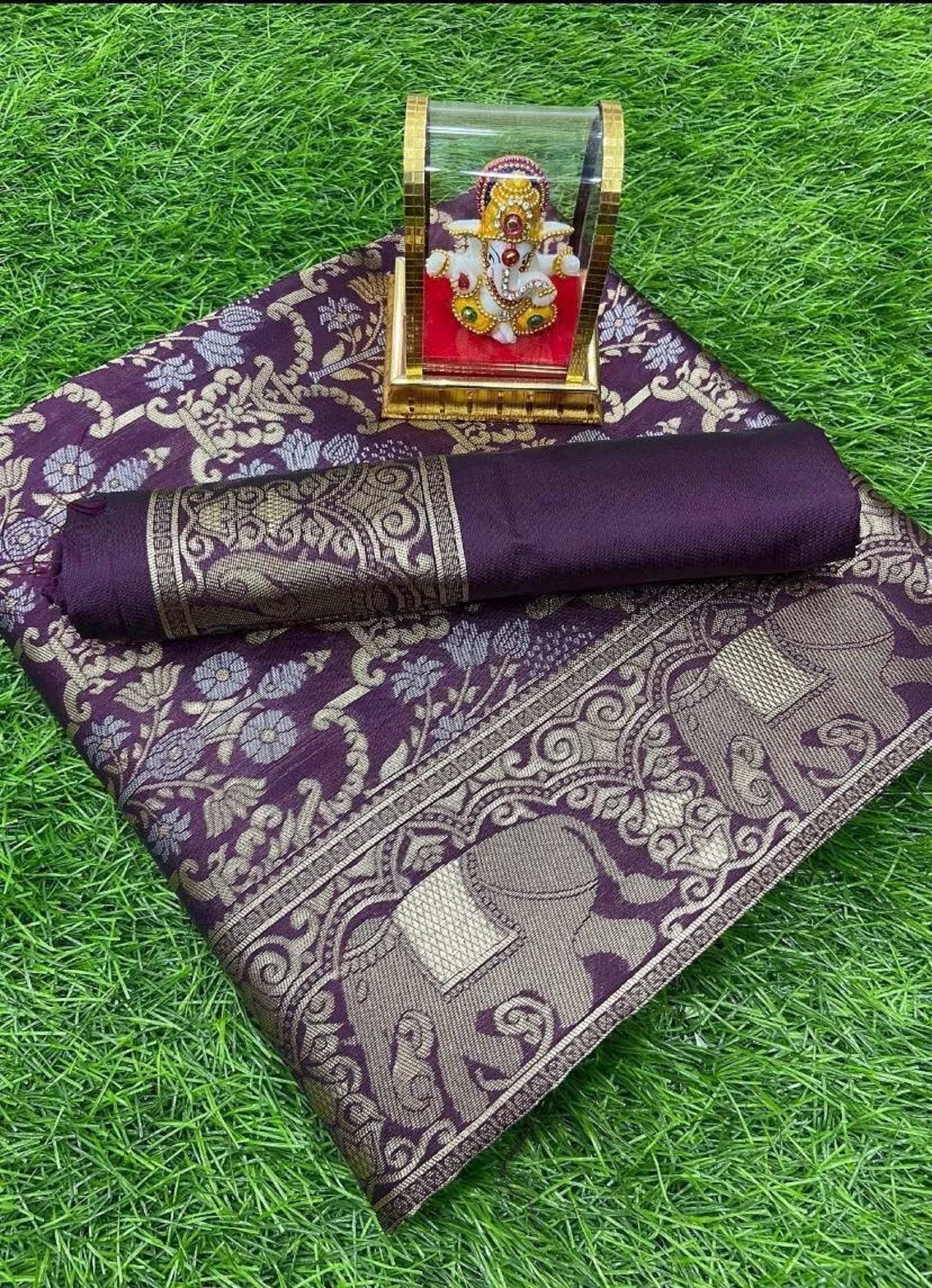 Banarasi Soft Silk Saree With Blouse image 8