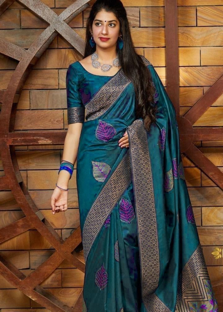 Soft Lichi Silk  Jacquard Border Saree image 8