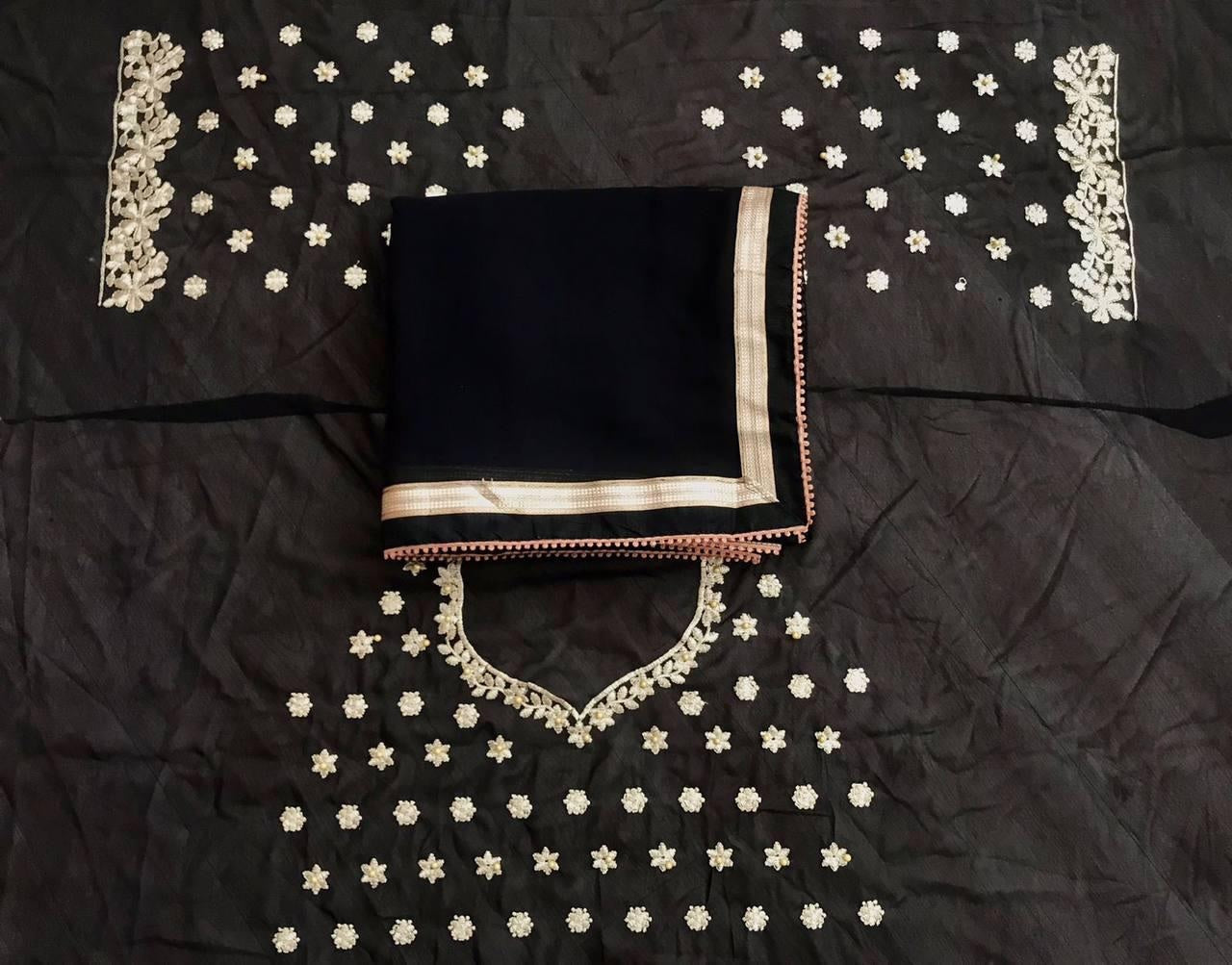 Georgette Saree With Embroidery Design Work Blouse image 8