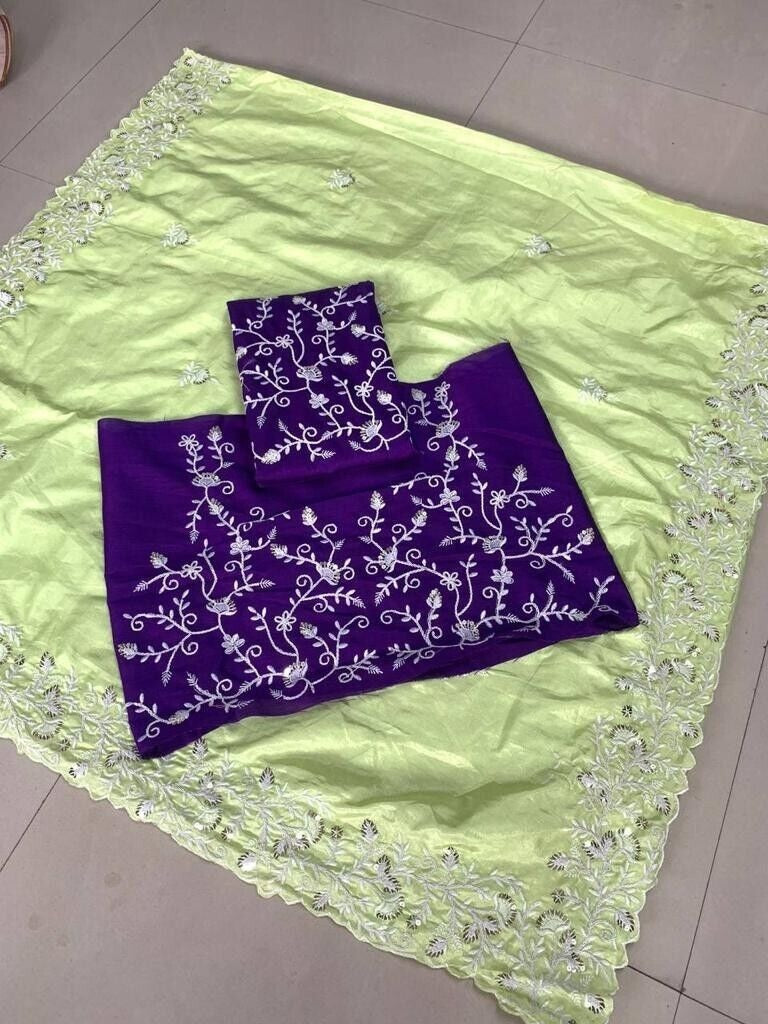 Dolla Silk Embroidery Work Saree image 8