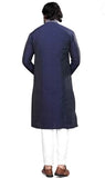 Navy Blue Pure Silk Jequard Embroidery Work Men's Kurta image 3