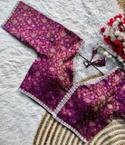 Banaras Silk Blouse Golden And Silver Jari Blouse, Ready Made Blouse image 8