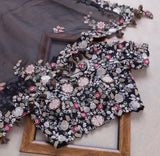 Black Georgette Embroidery Work Saree image 8