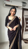 Pure Velvet With Embroidery Border Ready To Wear Saree image 8