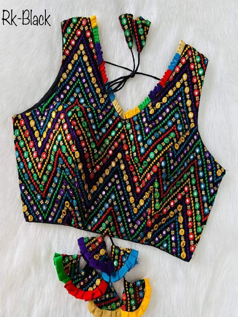 Faux Georgette Multi Color Work V Neck Full Stitched Blouse image 8