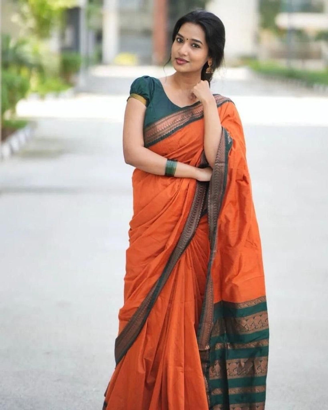 Soft Lichi Silk &  Jacquard Work Saree With Blouse image 8
