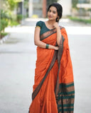 Soft Lichi Silk &  Jacquard Work Saree With Blouse image 8