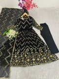 Fox Georgette With Embroidery Work With Full Sleeve Gown Bottom Dupatta image 8