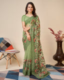 Soft Net With Embroidery Design Work Saree With Blouse image 8