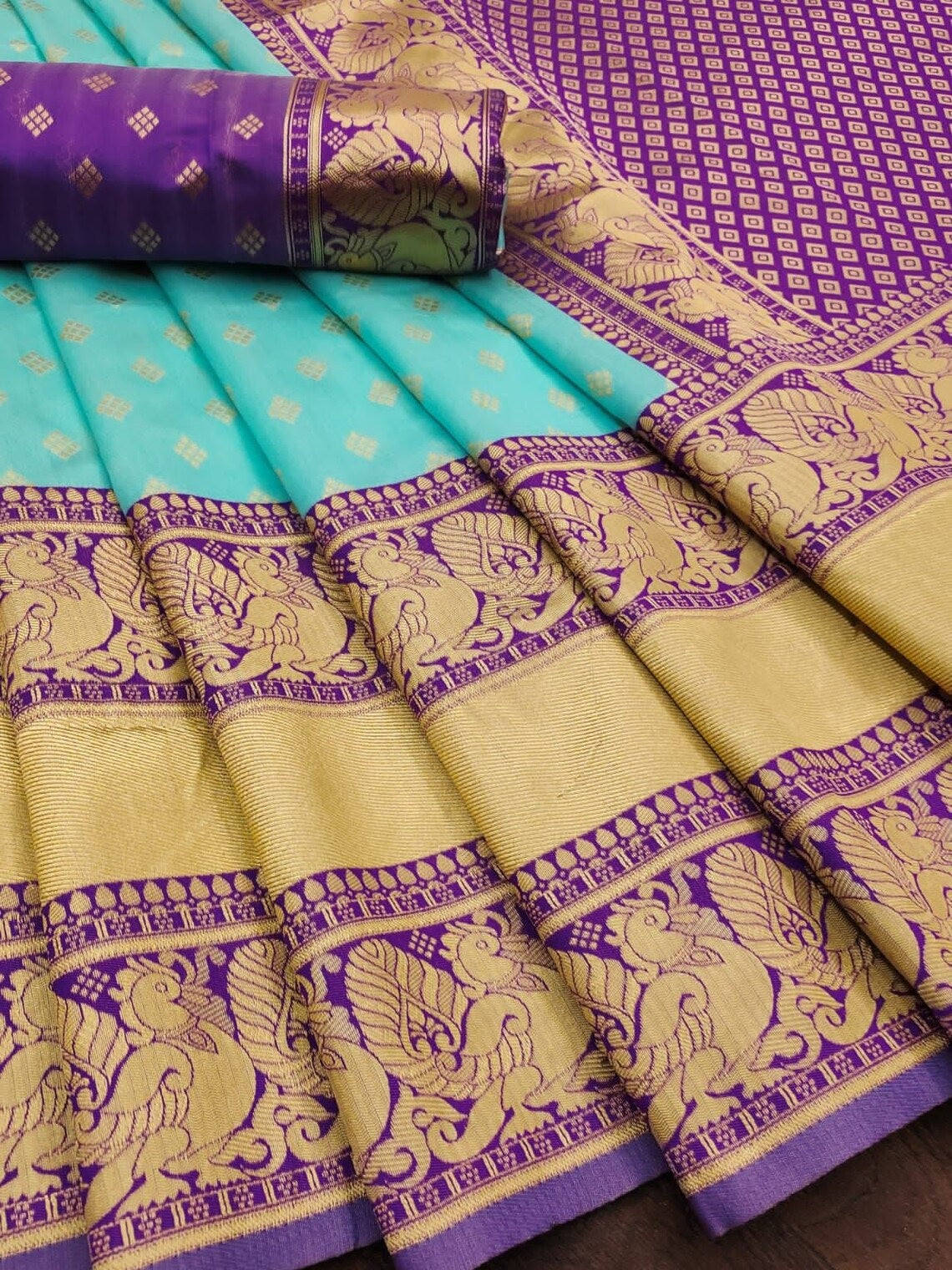 Soft Lichi Silk & Jacquard Work Saree With Blouse image 8