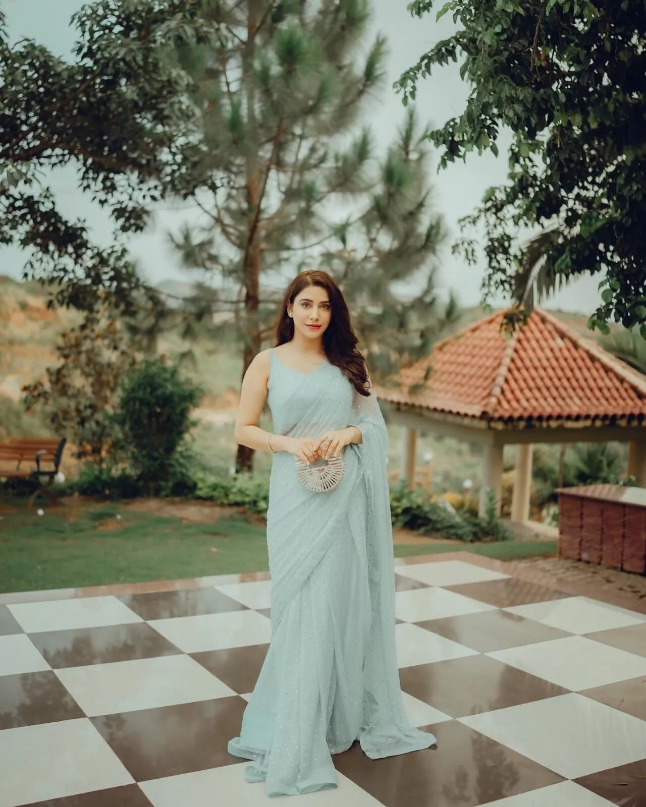 Georgette Heavy Siroski Work Saree With Unstitched Blouse image 1
