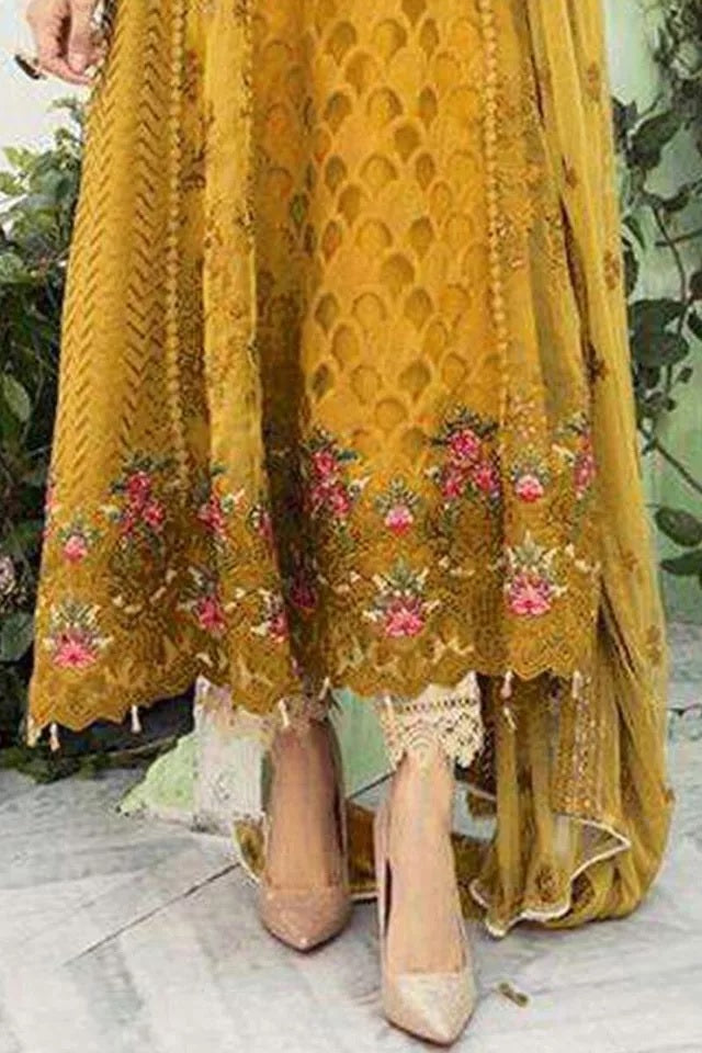 Mustard Faux Georgette Embroidery Work Salwar Kameez With Dupatta image 3