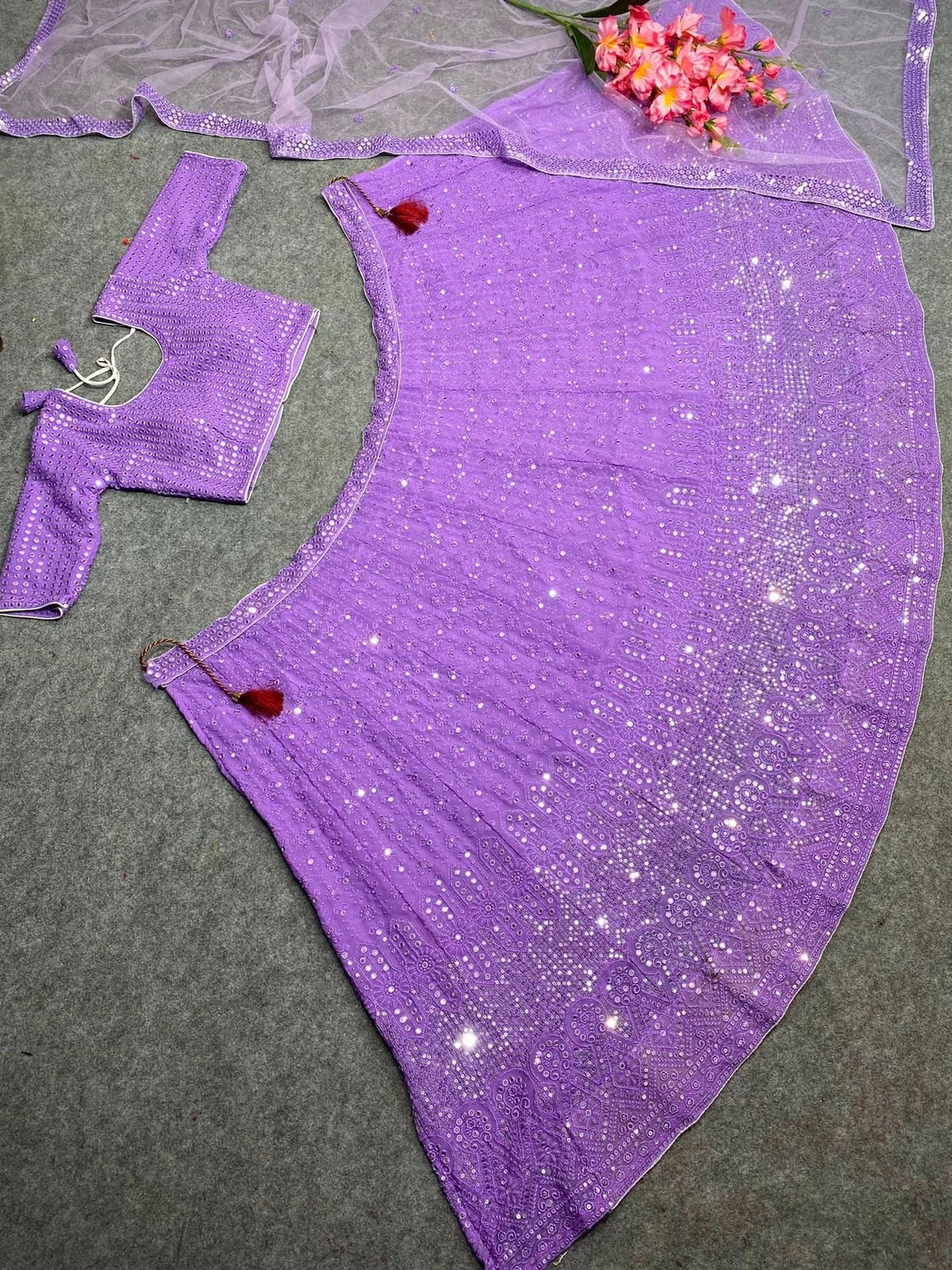 Faux Georgette Sequence Embroidery Work  Lehenga Choli With Dupatta image 8