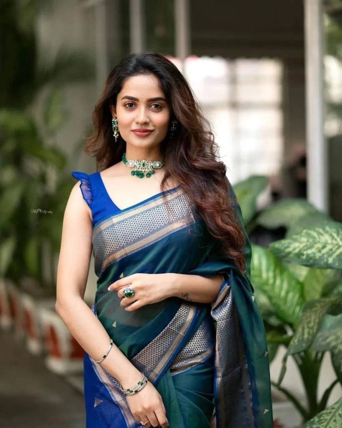 Soft Lichi Silk Saree For Women's, With Unstitch Blouse image 8