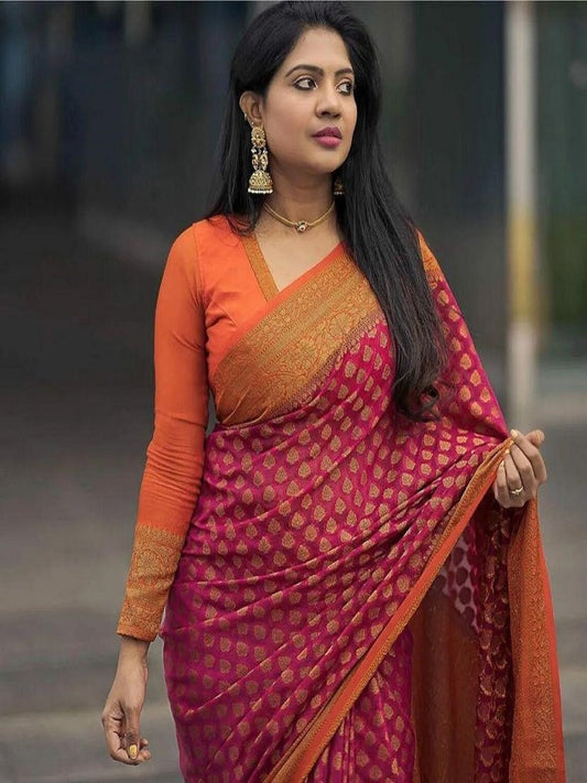 Pure Soft Khadi Georgette Silk Women Saree image 1