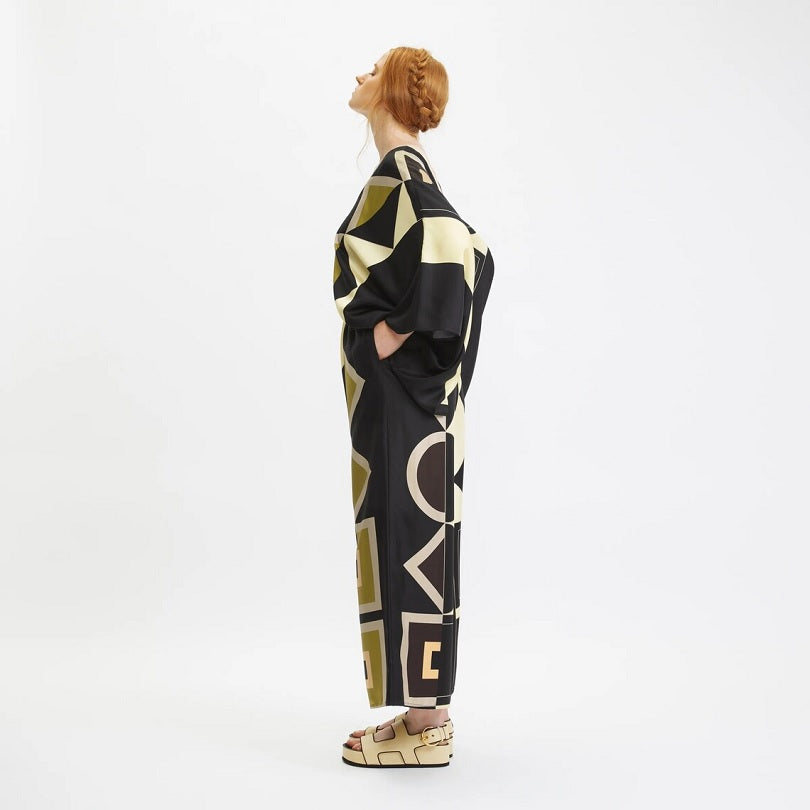 Soft Satin Silk Two Piece Top And Pant Geometric Printed Co Ord Set J5786 image 7