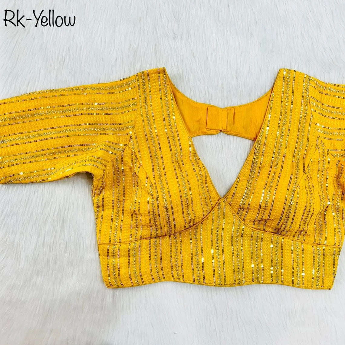 Faux Georgette With Zari Sequence Work Ready made Blouse 14-RK1 image 9