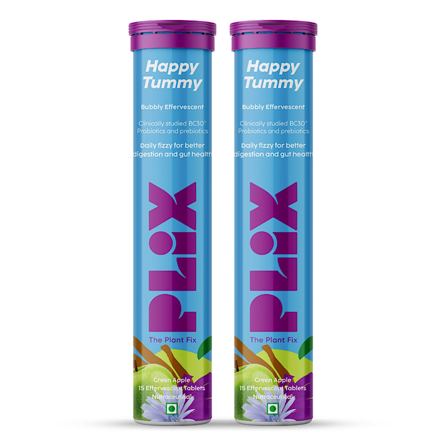 Plix Happy Tummy Pre & Probiotic Tablets - Digestive Health Support (15 Tabs, Pack of 2) image 3
