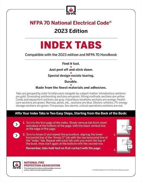 Book cover of NFPA 70 National Electrical Code (NEC) Index Tabs 2023 Edition