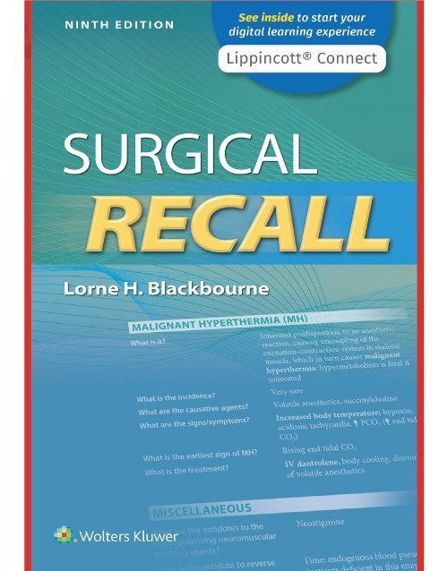 Surgical Recall 9th Edition Book By Lorne Blackbourne: ISBN 9781975152949 ISBN 9781975152949 Paperback bookcover – AVRBOOKS