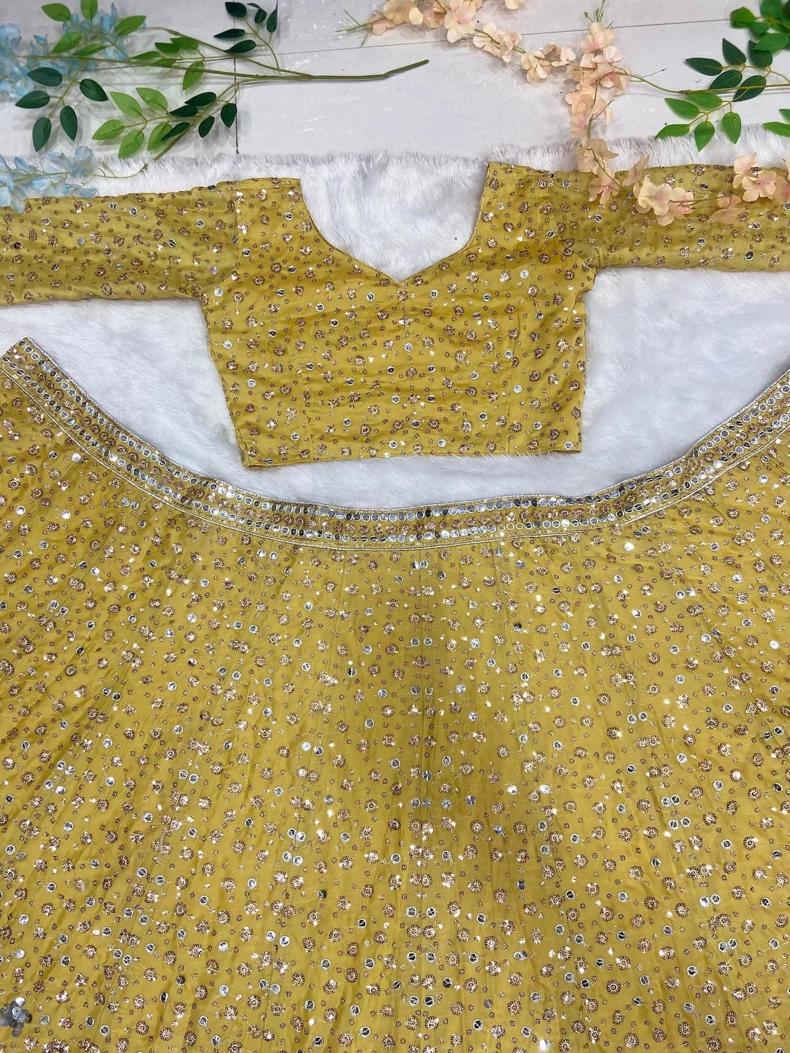 Beautiful Classic Style Indian Rangoli Silk Lehenga Choli With Dupatta image 9
