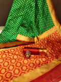 Green Soft Lichi Silk Saree With Blouse image 5