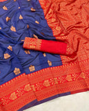 Soft Lichi Silk With Beautiful Jacquard Border Saree With Blouse image 9