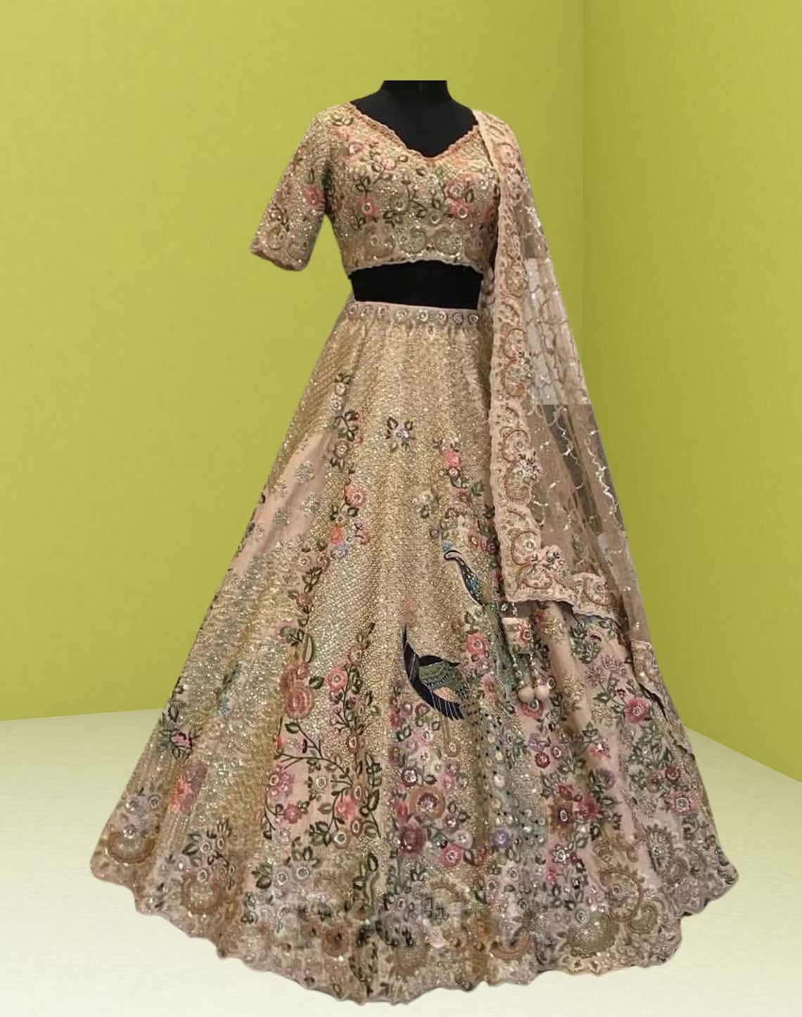 Japan Satin Silk & Sequence Embroidered Work Lehenga Blouse With Dupatta image 9