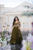 Mehendi Blooming Georgette Full Stitched Crop Top Choli image 1