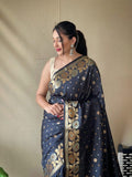 Women's Soft Kanjivaram Banarsi Silk Saree With Blouse image 6