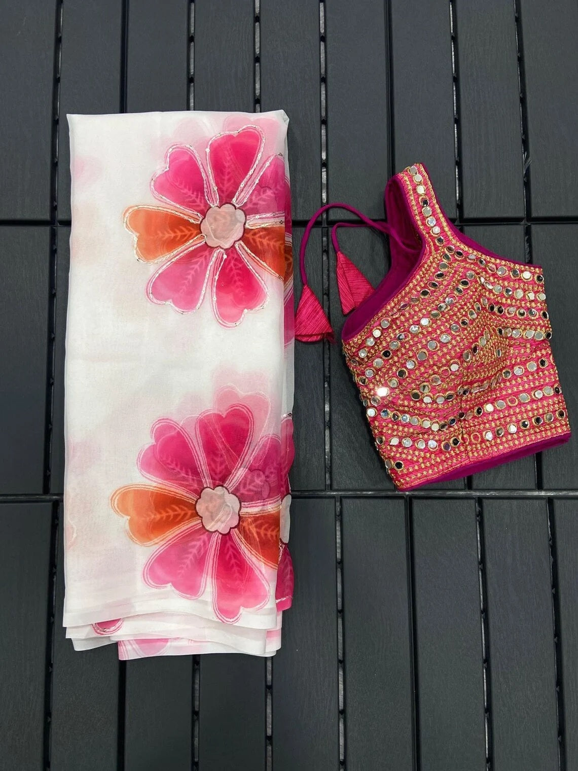 Smooth Georgette With Sequence Work  Saree & Blouse image 3