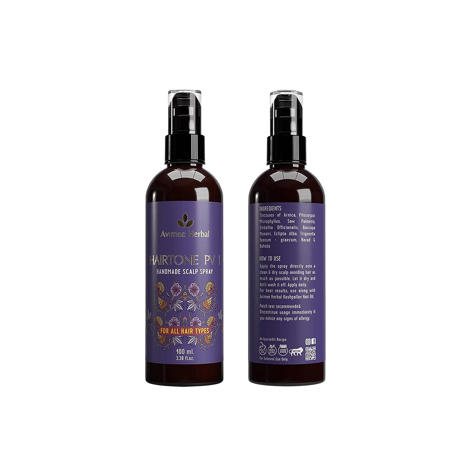 Avimee Herbal Keshpallav Hair Oil (100 ml) & Hairtone PV 1 Scalp Spray (100 ml) & Madhu Plus Hair Serum (50 ml) Combo Pack Golden Brown image 9