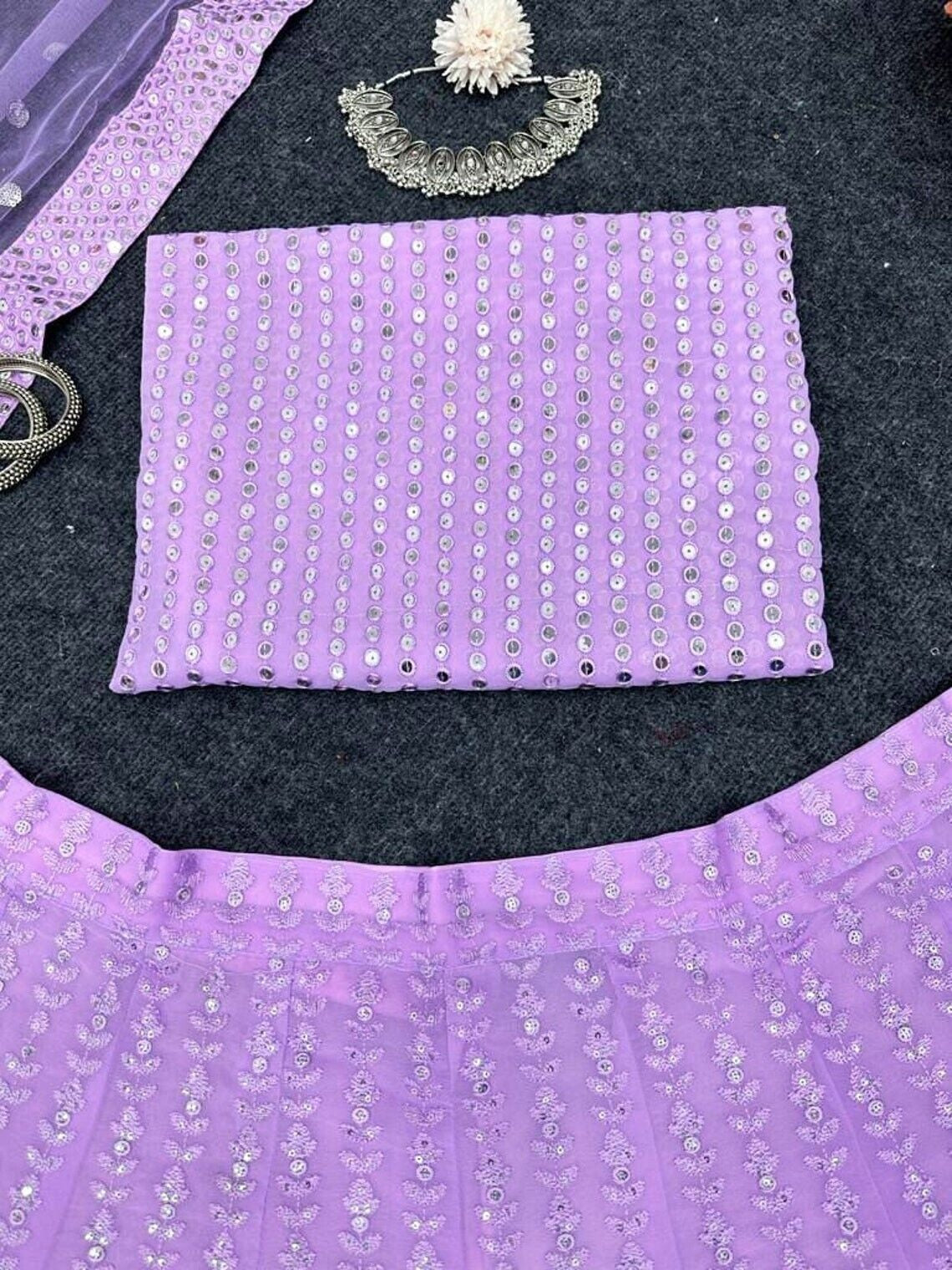 Butterfly Net With Embroidery Foil Mirror Work Lehenga Choli With Dupatta image 9