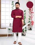 Maroon Men's Heavy Rayon Kurta With Pajama image 2