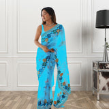 Georgette & Embroidery Design Work Saree With Blouse image 1