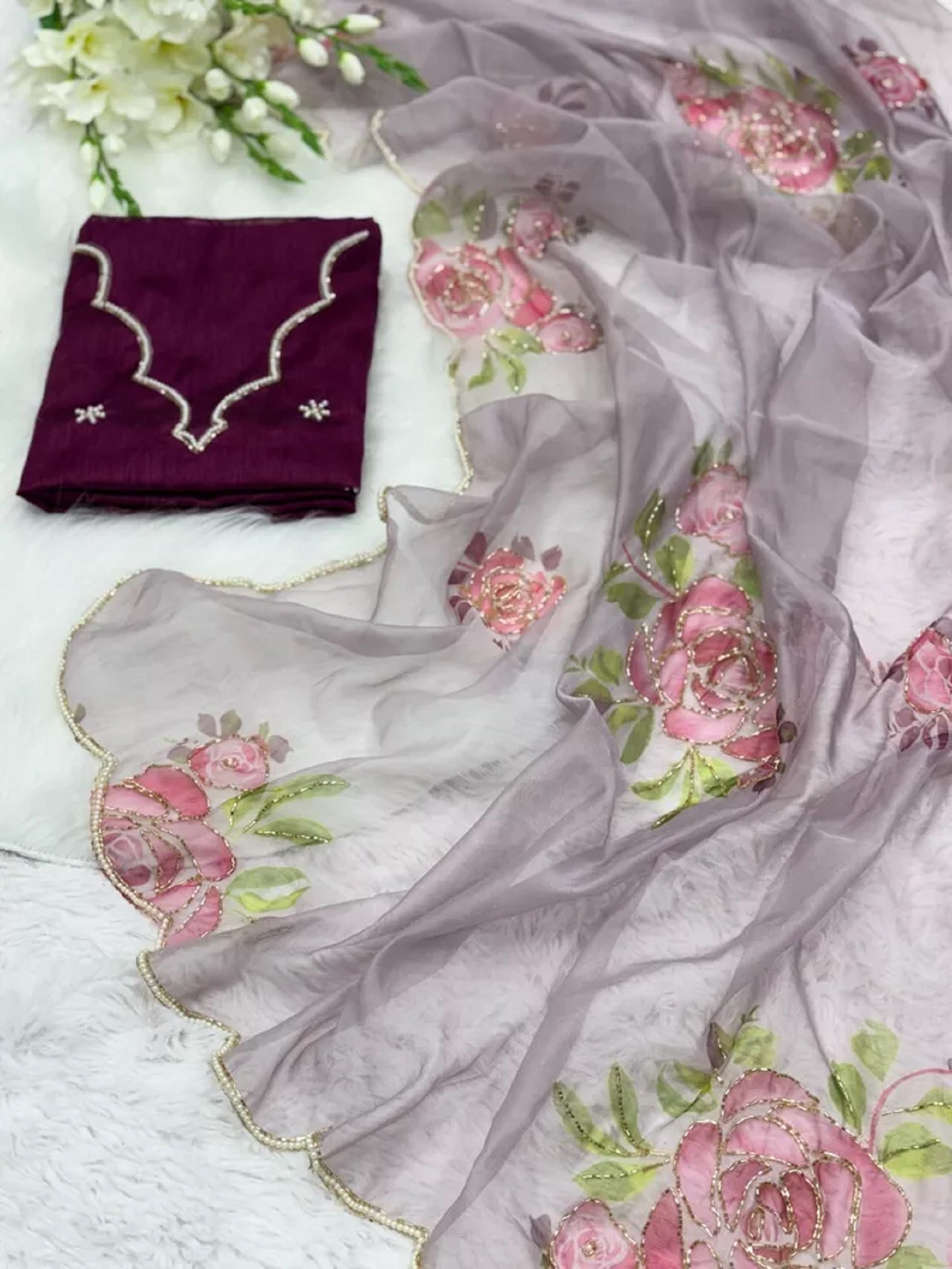 Lili Soft Organza Saree With Blouse image 6