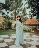 Georgette Heavy Siroski Work Saree With Unstitched Blouse image 2
